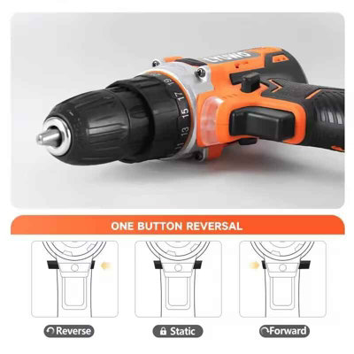 16V Cordless Drill 40Nm Electric Screwdriver 2-Speed Keyless Chuck ...