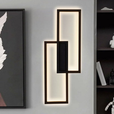 16W Stylish Black Metal Rectangular Wall Light, LED Wall Decoration Lamp