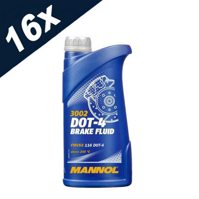 16X 1L Mannol Brake Clutch Fluid DOT4 SAE J 1703 FMVSS 116 DOT 4 