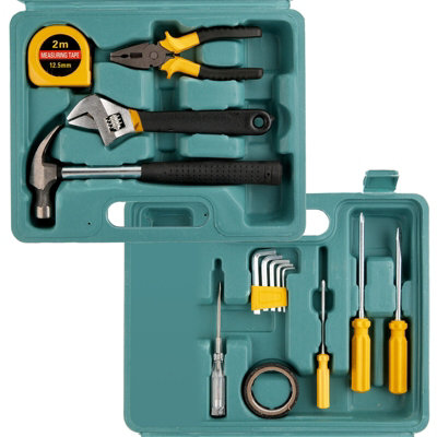 16X DIY Household Hand Tool Kit Set Home With Organiser Basic Tools Box Set