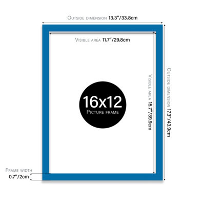 16x12 Blue Picture Frame (40.6 x 30.5cm) Poster, Photo, Artwork, Gallery Wall or Print