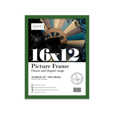 16x12 Green Picture Frame (40.6 x 30.5cm) Poster, Photo, Artwork, Gallery Wall or Print
