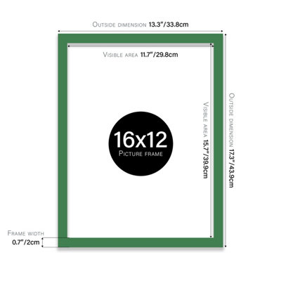 16x12 Green Picture Frame (40.6 x 30.5cm) Poster, Photo, Artwork, Gallery Wall or Print