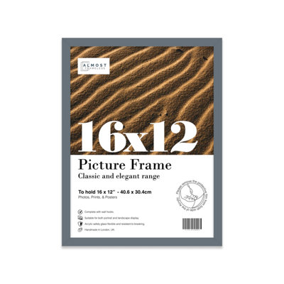 16x12 Grey Picture Frame (40.6 x 30.5cm) Poster, Photo, Artwork, Gallery Wall or Print