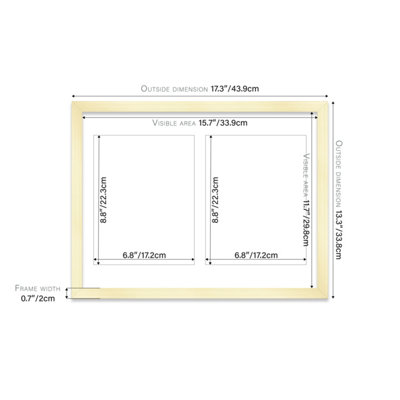 16x12 Inch 2 Opening Photo Collage Frame, Display Two 9x7 Inch Photos ...