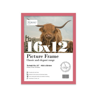 16x12 Pink Picture Frame (40.6 x 30.5cm) Poster, Photo, Artwork, Gallery Wall or Print