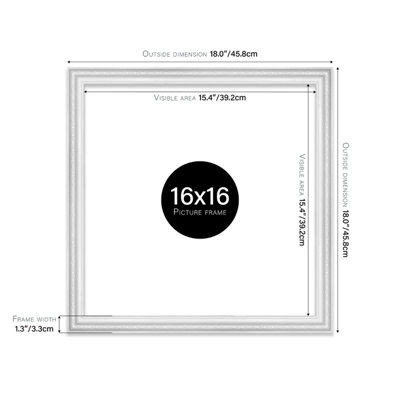 16x16 White Ornate Picture Frame (40.6 x 40.6cm) Poster, Photo, Artwork, Gallery Wall or Print
