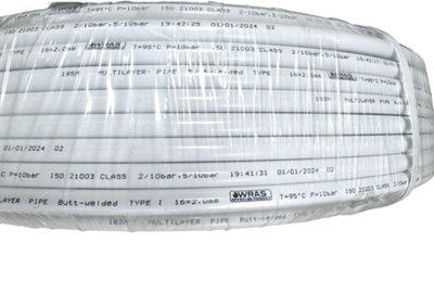 16x2mm Pert Al Pert Water Underfloor Heating Plastic Composite Barrier Pipe 50m Roll + 60mm Pipe Staples