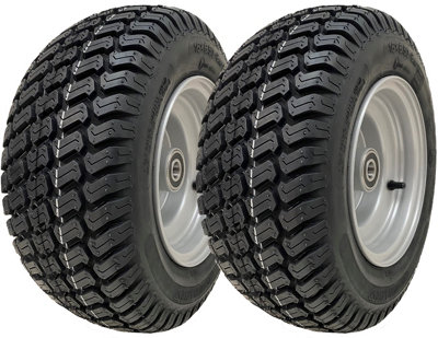 16x6.50-8 Grass Lawnmower Wheel 4ply P332 Tyre Steel Rim 20mm Bearing (Set of 2)