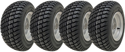 16x6.50-8 Grass Lawnmower Wheel 4ply P332 Tyre Steel Rim 25mm Bearing (Set of 4)