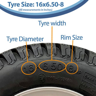 Wanda P508 16x6.50-8 Lawn & Garden Tire - Load Range C (6 Ply), 72 Load Index, Black Side Wall