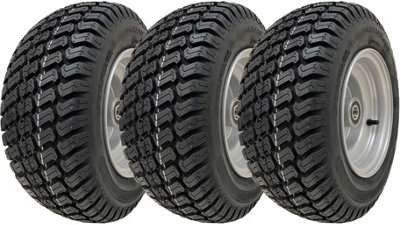 16x7.50-8 Grass Lawnmower Wheel 4ply P332 Tyre Steel Rim 25mm Bearing (Set of 3)