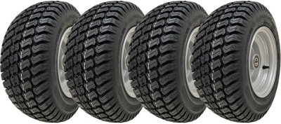 16x7.50-8 Grass Lawnmower Wheel 4ply P332 Tyre Steel Rim 25mm Bearing (Set of 4)