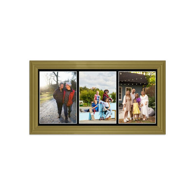 16X8 Gold Classic Multi Photo Frame with Black Mount - Holds 3 ...