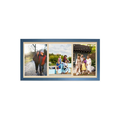 16X8 GOLD SLEEK MULTI PHOTO FRAME WITH IVORY MOUNT - HOLDS 3 APERTURES ...