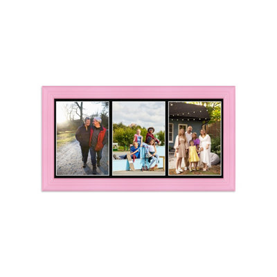 16X8 Pastel Pink Classic Multi Photo Frame with Black Mount - Holds 3 ...