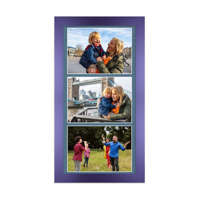 16X8 Purple Modern Multi Photo Frame with Pompadour Mount - Holds 3 ...