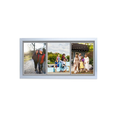 16X8 Purple Sleek Multi Photo Frame with Mid Grey Mount - Holds 3 ...