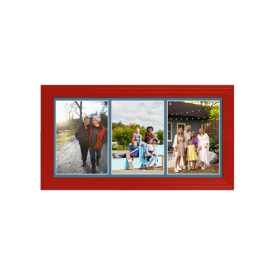 16X8 Red Classic Multi Photo Frame with Pompadour Mount - Holds 3 ...