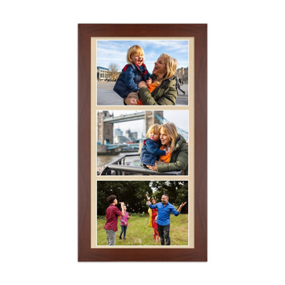 16X8 Rose Wood Modern Multi Photo Frame with Ivory Mount - Holds 3 ...