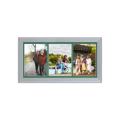16X8 Silver Classic Multi Photo Frame with Emerald Mount - Holds 3 ...