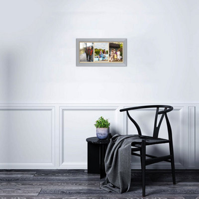 16X8 Silver Classic Multi Photo Frame with Ivory Mount - Holds 3 ...