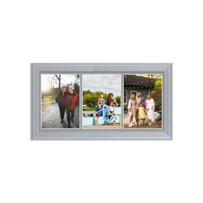 16X8 Silver Classic Multi Photo Frame with Silver Mount - Holds 3 ...