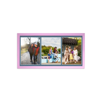 16X8 White Sleek Multi Photo Frame with Pompadour Mount - Holds 3 ...