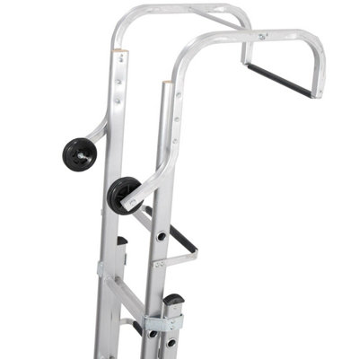 17 + 15 Rung Double Section Roof Ladder with Ridge Safety Hook - 7.9m Max Grip Steps
