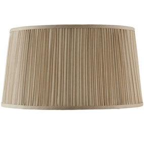 17" Luxury Oval Straight Sided Lamp Shade Beige Pleated Organza Modern Elegant