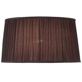 17" Luxury Oval Straight Sided Lamp Shade Black Pleated Organza Modern Elegant
