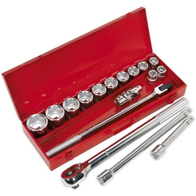 17 PACK Socket Set - 3/4" Square Drive - 6 Point Socket Kit - Chrome Vanadium