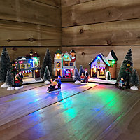 17 Piece Battery Operated Victorian Christmas Lit Winter Village Scene