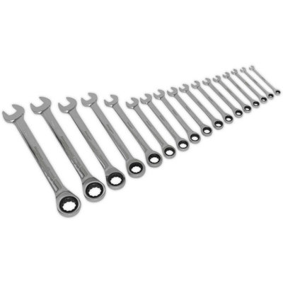 17-Piece Metric Ratchet Combination Spanner Set - Durable Chrome Vanadium Steel Wrench
