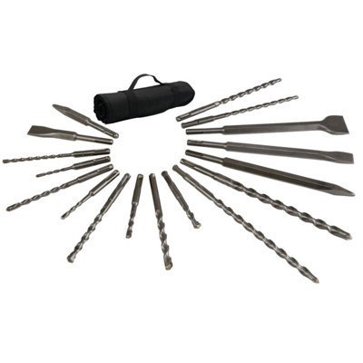 17 Piece SDS Plus Drill Bit Set Bullet Cold Flat Chisel Set Tool Roll Fit Makita - 7