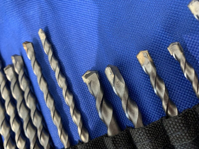 17 Piece SDS Plus Drill Bit Set Bullet Cold Flat Chisel Set Tool Roll Fit Makita - 9