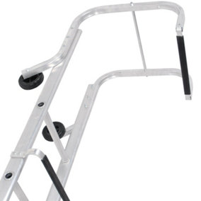 17 Rung Roof Ladder & Ridge Safety Hook Single Section 4.3m Tile Grip Steps