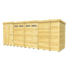 17 x 5 Feet Pent Security Shed - Single Door - Wood - L147 x W492 x H201 cm