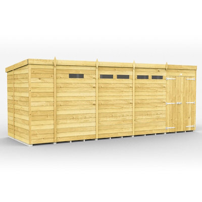 17 x 6 Feet Pent Security Shed - Double Door - Wood - L178 x W492 x ...