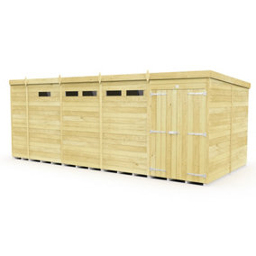 17 x 8 Feet Pent Security Shed - Double Door - Wood - L231 x W492 x H201 cm