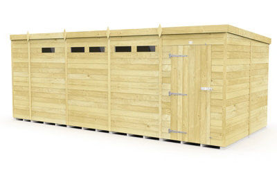 17 x 8 Feet Pent Security Shed - Single Door - Wood - L231 x W492 x ...