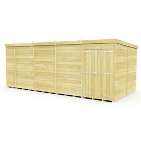 17 x 8 Feet Pent Shed - Double Door Without Windows - Wood - L231 x W492 x H201 cm