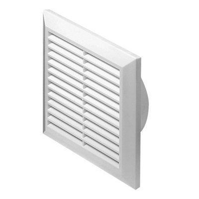 170 mm x 170 mm White Air Vent Grille for 100 mm Round Duct Hose Pipe Connection