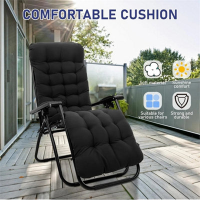 170 x 53 cm Waterproof Outdoor Sun Lounger Cushion, Recliner Chair Pad ...