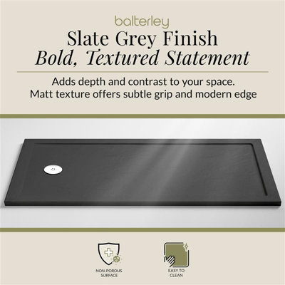 1700 x 700mm Premium Bath Replacement Shower Tray - Slate Grey - 3