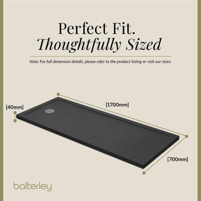 1700 x 700mm Premium Bath Replacement Shower Tray - Slate Grey - 4