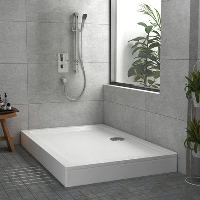 1700 x 700mm Rectangular Stone Shower Enclosure Tray with Riser Kit ...