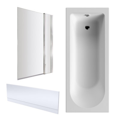 1700 x 700mm Round Bathtub, Front Panel and Square Bath Screen - Chrome Profile Price Comparisons | Compare The Build