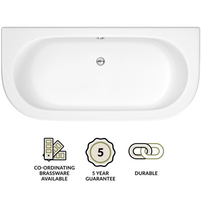 1700 x 750 Curved Back To Wall Bath & Panel - 3