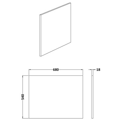 1700mm Edge/Power L Shape Square End Bath Panel - Matt Midnight Blue